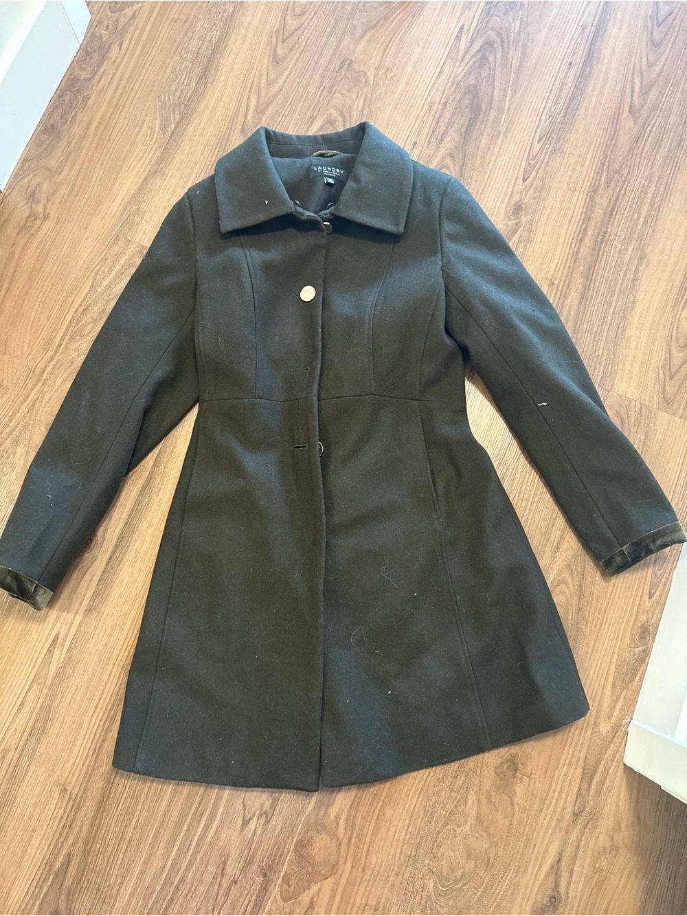Laundry By Shelli Segal Black Wool-Blend Pea Coat